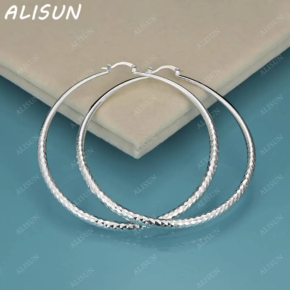 

ALISUN 925 Sterling Silver 70mm Earrings Hoop Earrings Charm Trend Birthday Gifts Fashion Party And Daily Wear