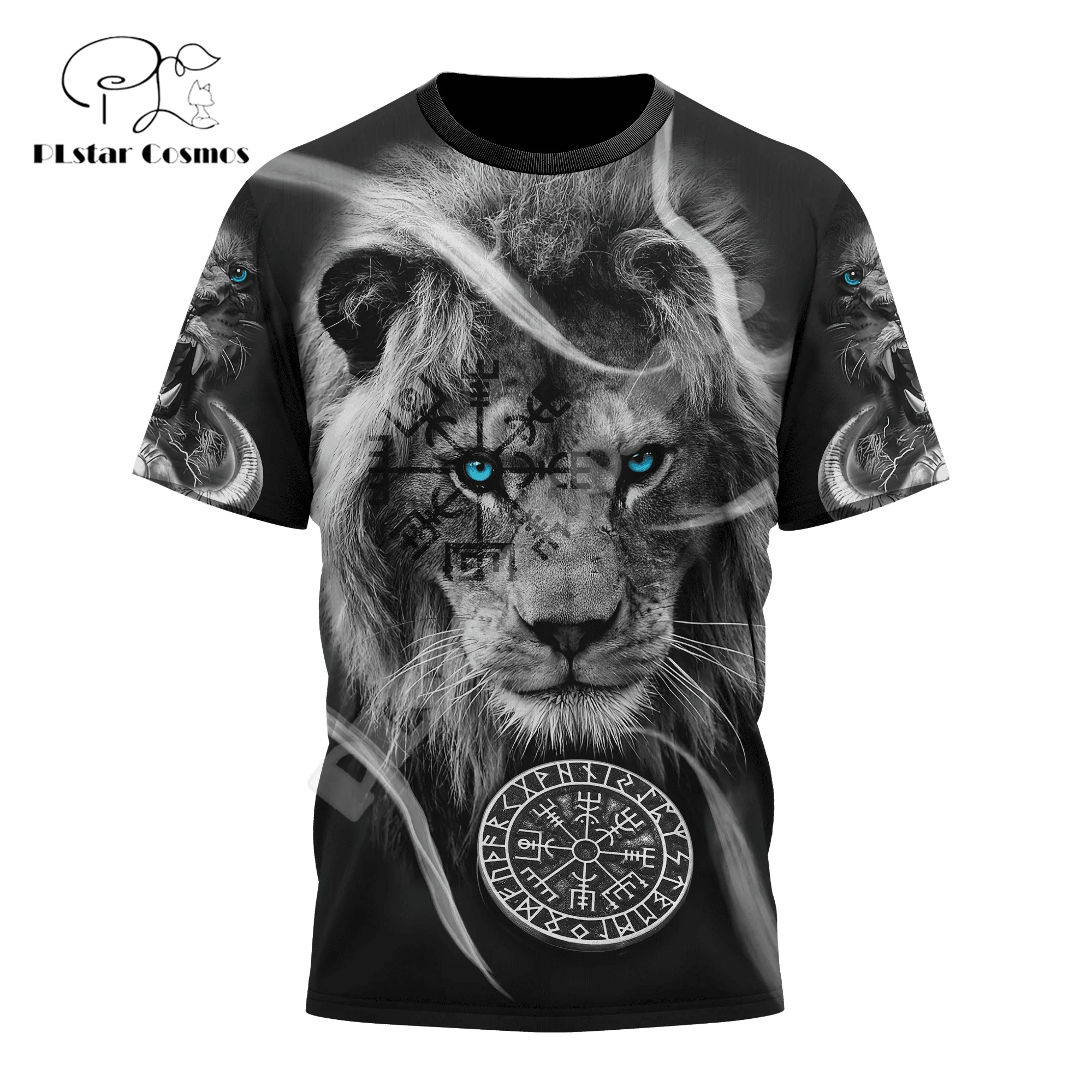 NewFashion Nordic Mythology Warrior Odin Fenrir Wolf Tattoo 3DPrint Summer Harajuku Casual Funny Tee T-Shirts Short Sleeves A3