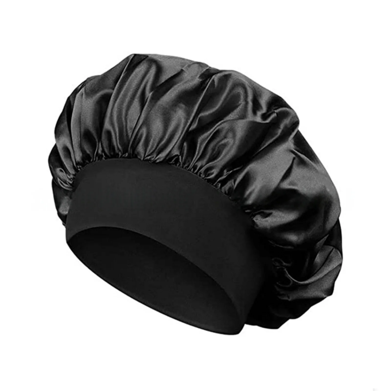1PC Elastic Wide - Band Satin Bonnet, Women's Hair Care Cap, Multiple Color Options, Perfect for Bathing & Sleeping image 5