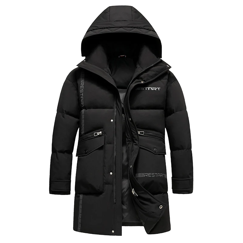 Winter 90% White Duck Down Jacket For Men Luxury Brand Top Quality Waterproof Windbreaker Hooded Long   Outwear