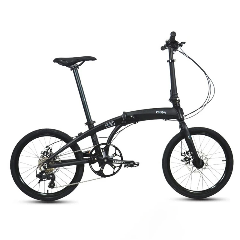 20 Inch Folding Bike Aluminum Alloy Frame Mechanical Disc Brake Foldable Bicycle 53T Crankset 8 Speeds High Carbon Steel Fork