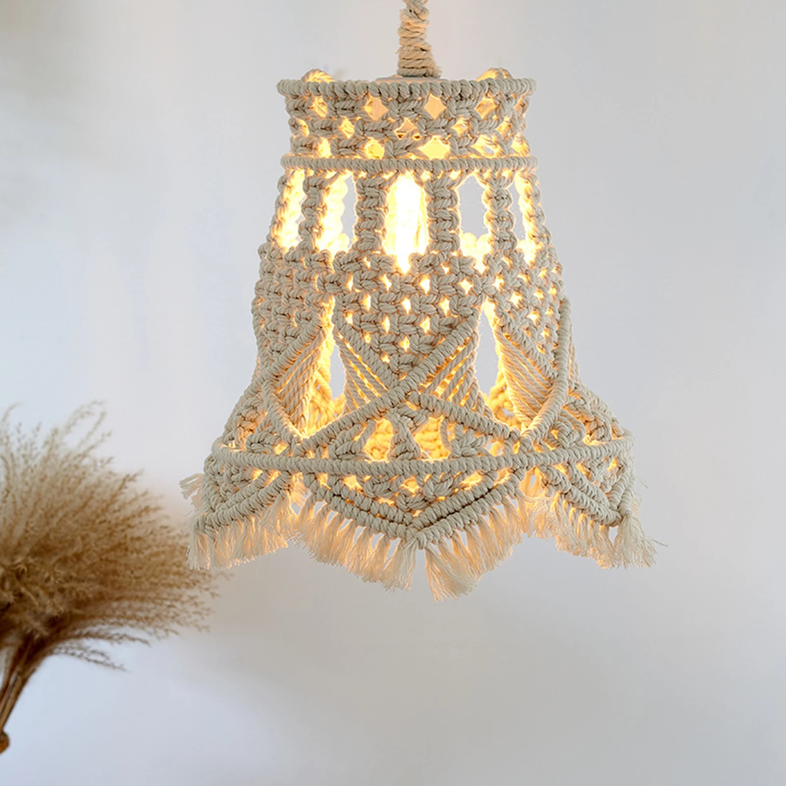 Boho paralume Boho paralume Macrame paralume soffitto paralume pendente luce copre tessuto pendente luce ombra bohémien