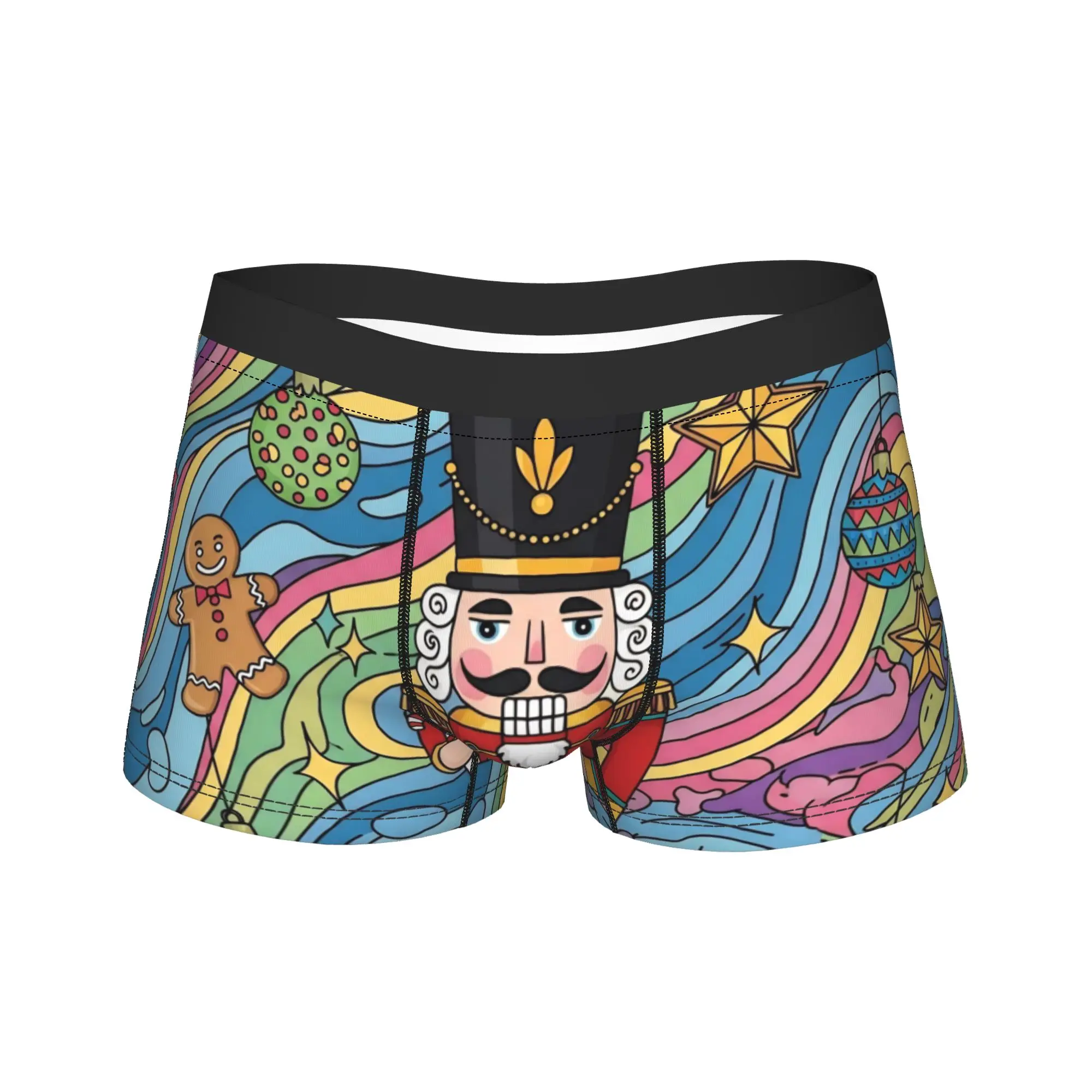 Men Christmas Nutcracker Boxer Briefs Shorts Panties Soft Underwear Gingerbread Man Homme Hot Plus Size Underpants