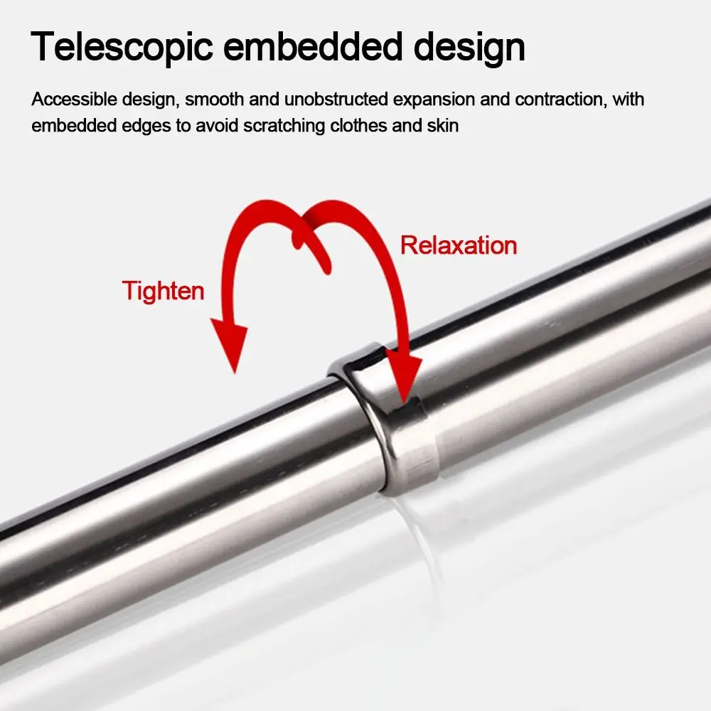 New Stainless Steel Curtain Telescopic Pole Loaded Hanger Adjustable Hanging Rods Bathroom Product Household Wardrobe view 3