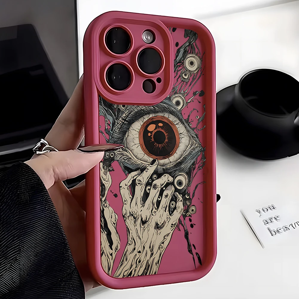 Ins The Eye of Cthulhu Phone Case for Huawei P50 P40 P30 P20 Mate 40 30 20 Nova 10 9 7 Y70 Pro Plus Soft TPU Ladder Lens Cover