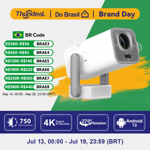 Projetores no brasil Projetor Full HD ThundeaL TD80 Pro 1080P Suporte 2K 4K TD80Pro TD80W Para assistir filmes Versão atualizada com WiFi Android Mini portátil projetor de imagem de feixe vídeo 3D LED e cinema em casa
