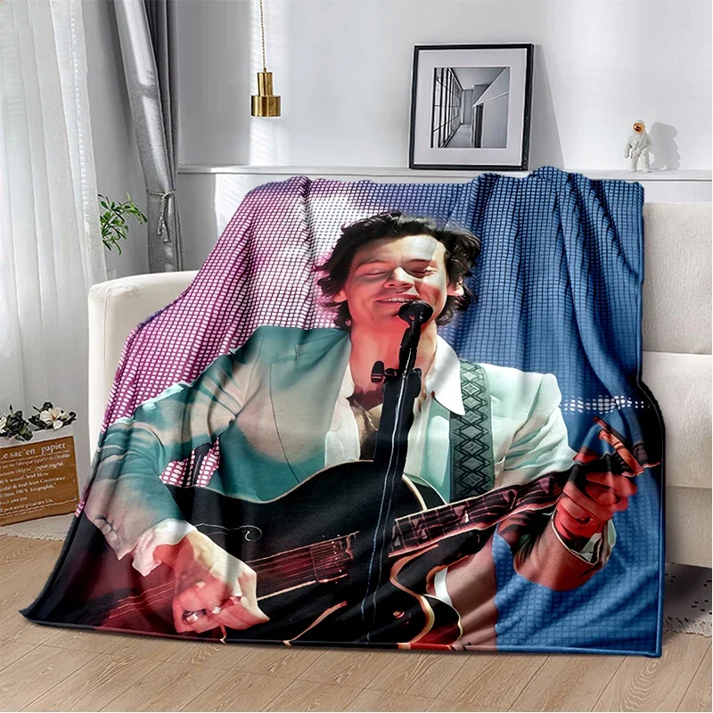 3D printing H-Harry Styles Singer Star Soft Flannel Blanket for Beds Bedroom Sofa Picnic,Throw Blanket for Leisure Nap Gift Kids