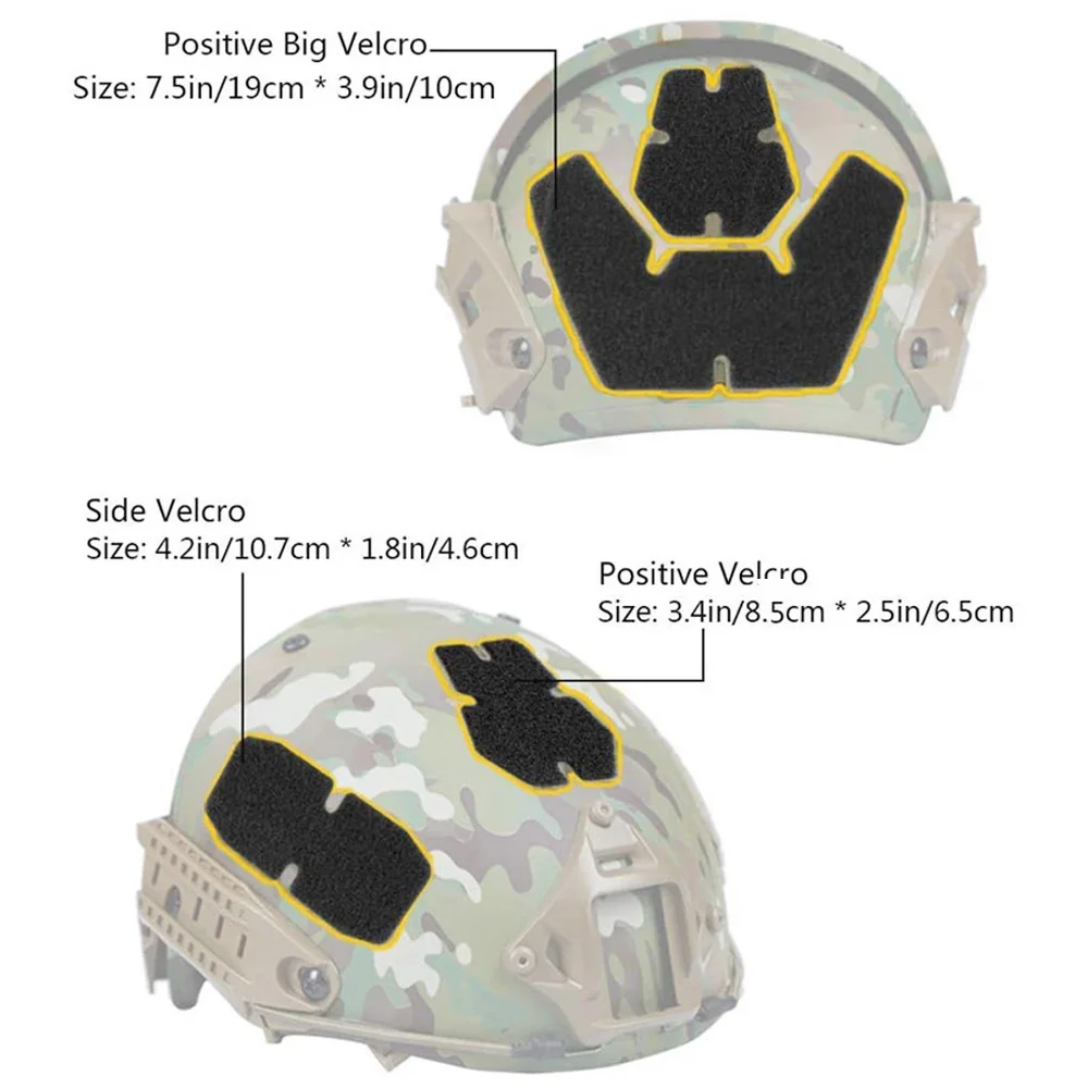 タクティカルフヘルメット魔法のステッカー、ヘルメットパッチ、フックループファスナー、粘着ヘルメットアクセサリー、セットあたり6個