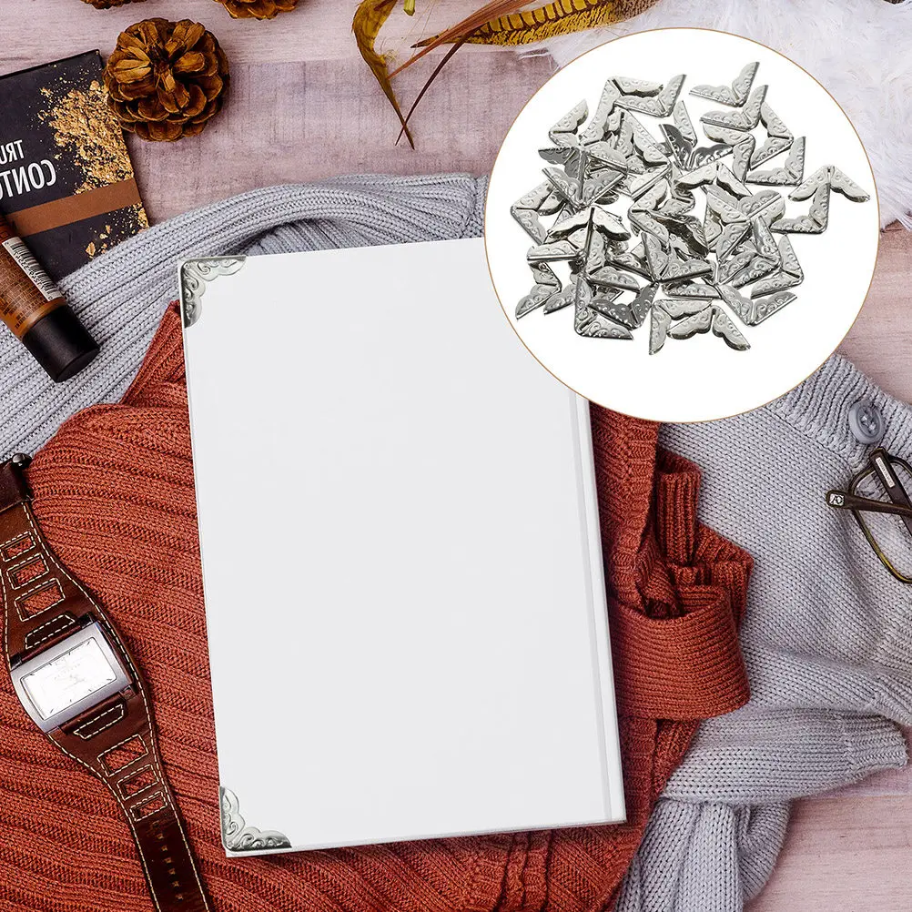 

40Pcs Book Corner Protectors Metal Vintage Corner Guards Style Protective Edges for Scrapbooking Albums Notebooks Boxes