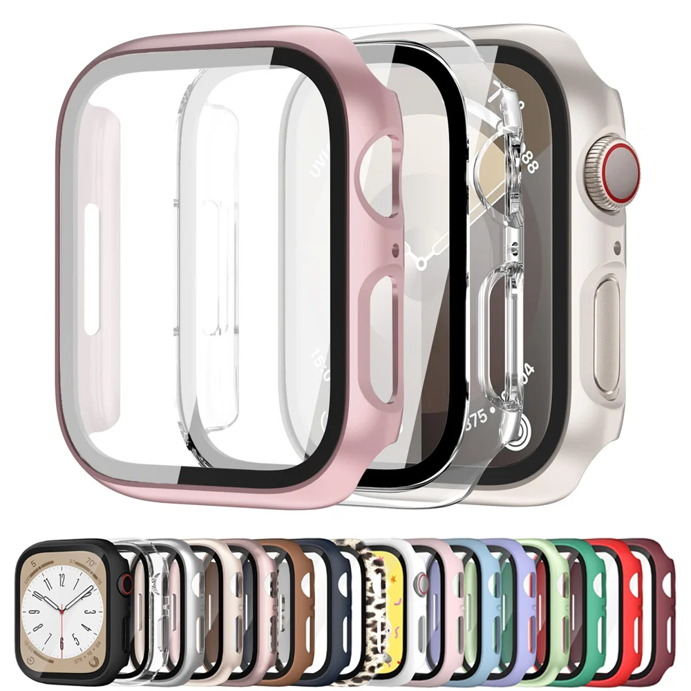 Coque de Protection d'Écran en Verre pour Apple Watch, Accessoire de 45mm, 41mm, 44mm, 40mm, 42mm, Série 9, 4, 5, 6, SE, 7, 8