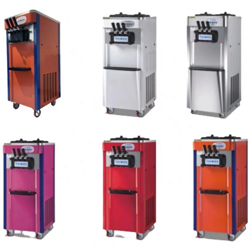 Home Use Restaurants Food Shops Featuring Essential Gearbox Engine Core ComponentsNew Upright 3 Flavors Soft Ice Cream Machine