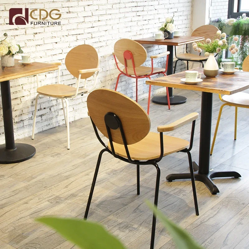 

Modern Design Wooden Restaurant Set 1 Table 2 Chairs Coffee Shop Furniture