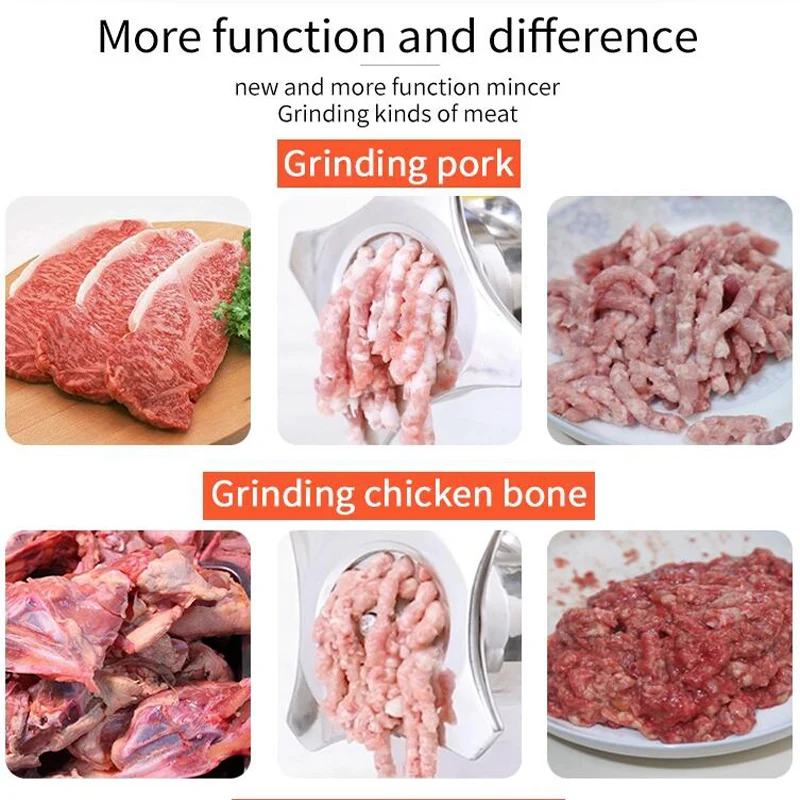 1100W Electric Meat Mincer Machine Multifunction Slicer Manual Meat Grinder Stainless Steel Sausage Maker Stuffer