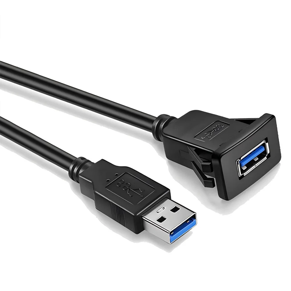 USB 3.0-Stecker auf Buchse, AUX-Verlängerungskabel für bündige Panelmontage, für Auto, LKW, Boot, Motorrad, Armaturenbrett, 1 m wasserdichtes Kabel