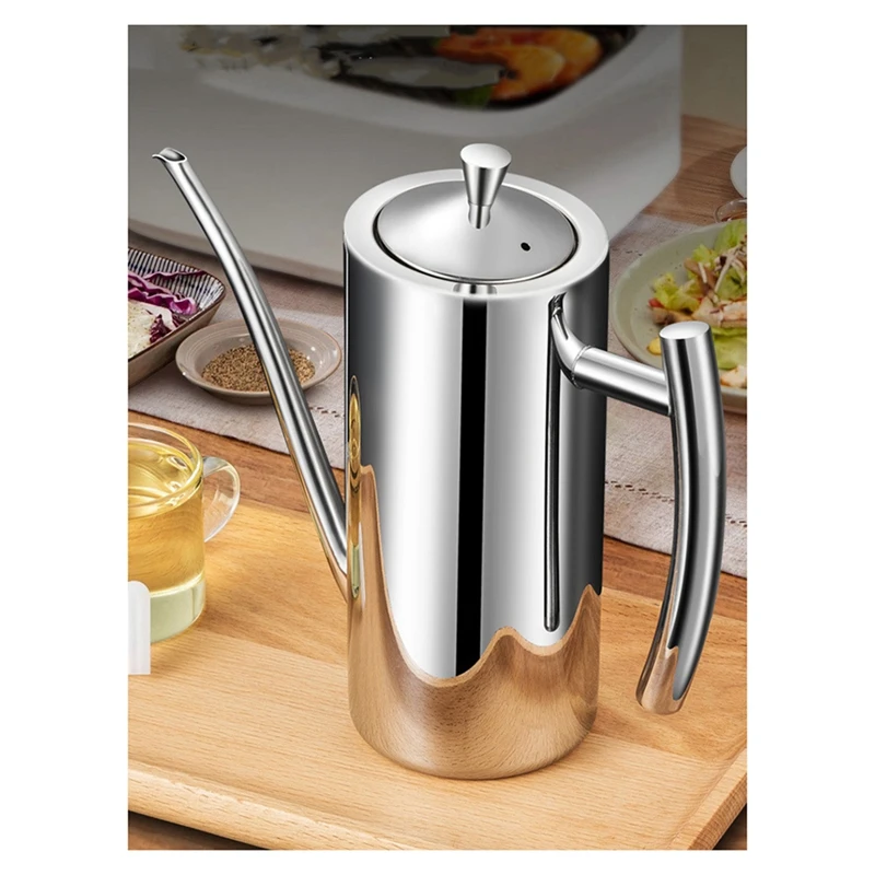 Stainless Steel Oil Pot Dispenser Leak-Proof Seasoning Bottle European Pot Edible Oil Pot Easily Leak-Proof-A51M