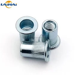 10/20pcs M3 M4 M5 M6 M8 304 Stainless Steel Carbon Steel Aluminum Flat Head Blind Rivet Nut Insert Rivnut Nutsert for Screw Bolt