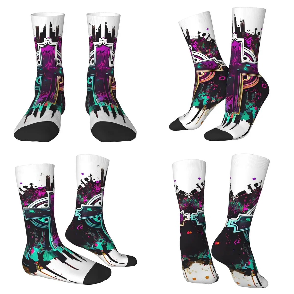 

Черные носки с готическим узором в стиле Харадзюку, супермягкие, на все сезоны, для мужчин и женщин, подарки на День святого Валентина