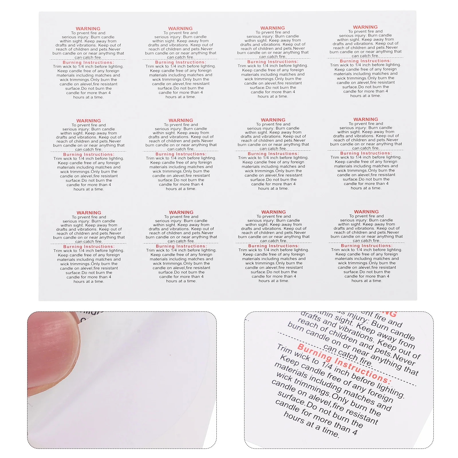 10 Sheets High Temperature Warning Stickers Coated Paper Aromatherapy C Labels Heat Resistant Safety Signs Traffic Warning