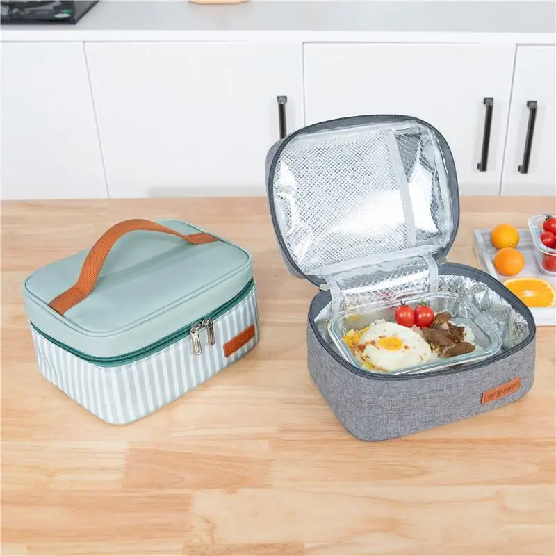student-hand-carry-striped-lunch-bag-ox-cloth-rice-insulated-thermal-bag-food-preservation-container-dining-utensils