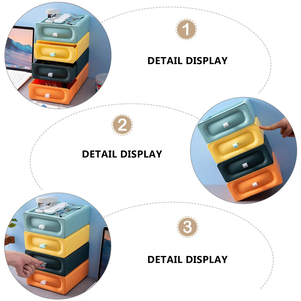 

4pcs Desktop Storage Box Drawer Style Large Capacity Organizer Metal Container for Home Office Small Items Decorative