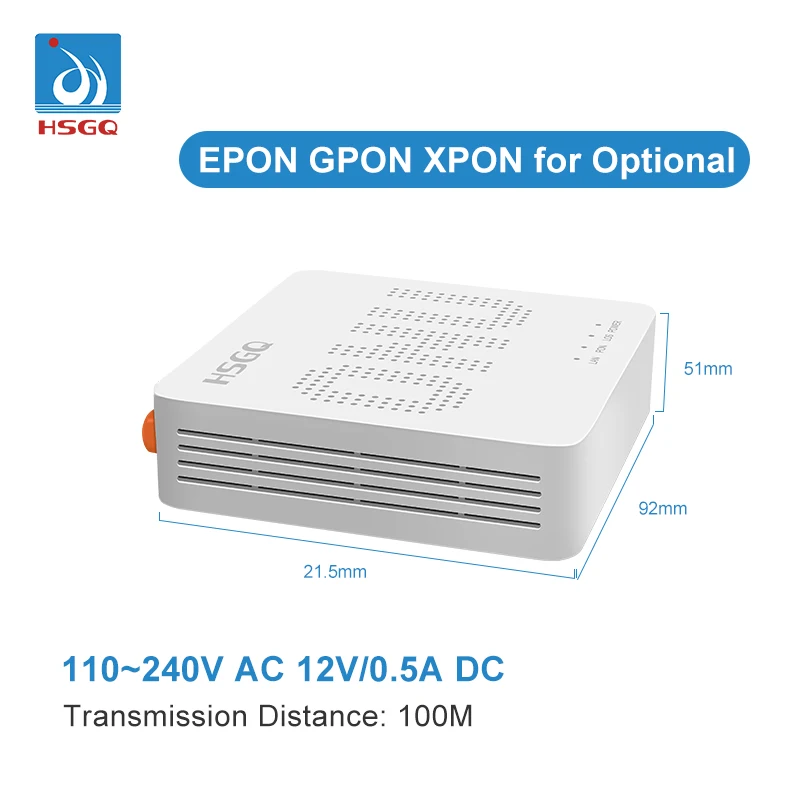 HSGQ-X100DG GPON EPON 1GE GPON for FTTH 1 XPON Optical Interface SC Fttx Solutions Epon Onu