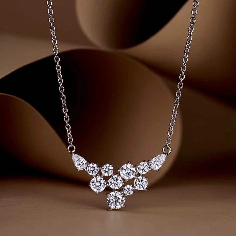 Huitan Multi Cubic Zirconia Pendant Necklace Women New Trendy Engagement Wedding Necklaces Silver Color Luxury Jewelry Drop Ship