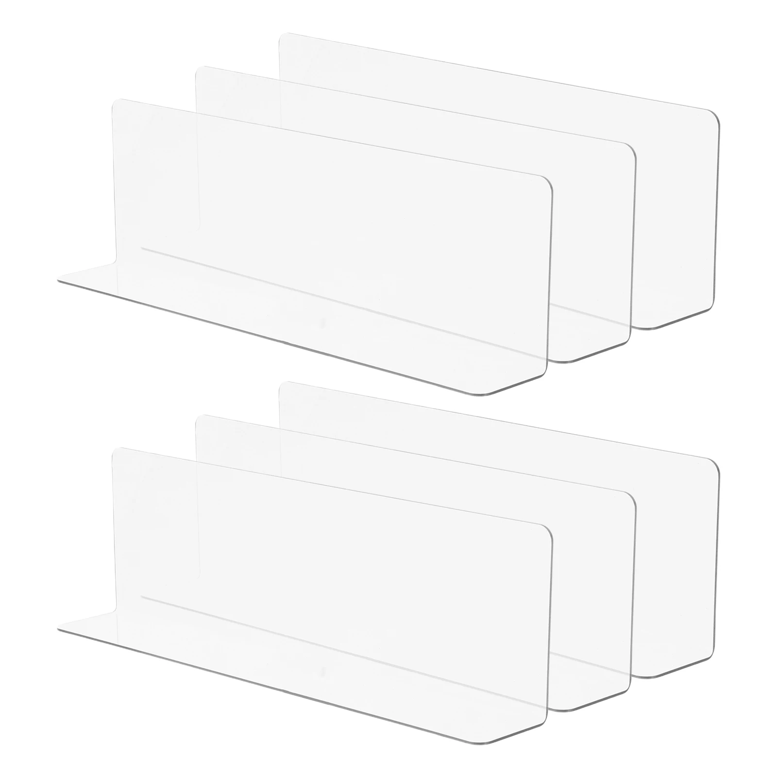 

6 Pcs L-shaped Shelf Dividers 20cmx6cm Transparent Isolation Boards Nail-free Wardrobe Separators for Storage Organization