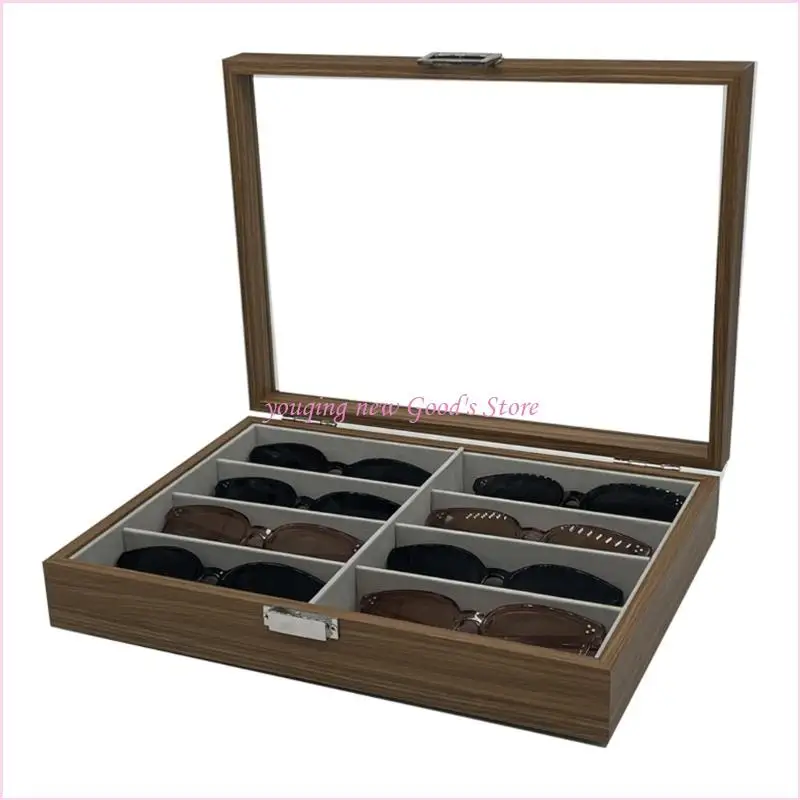 57QA High-End-Sonnenbrillen-Organizer-Schrank, Holzkonstruktion mit transparenter Oberseite – Detail 8
