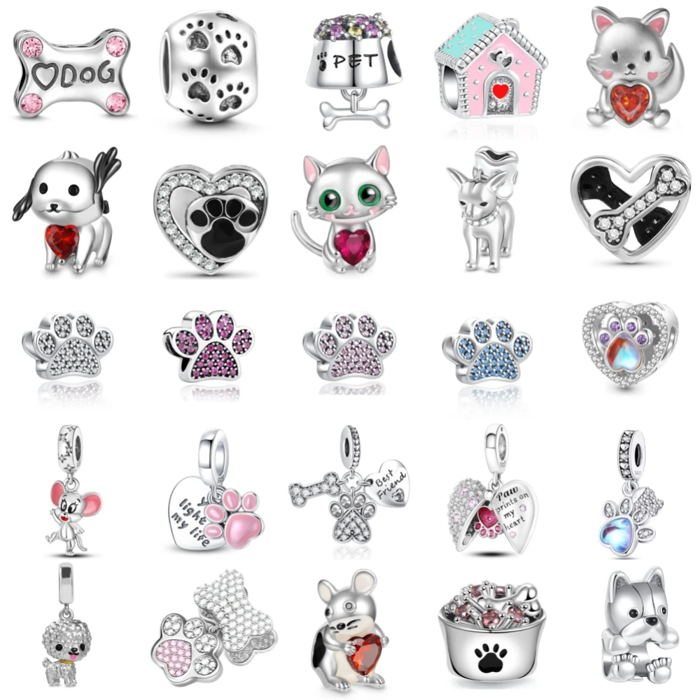 جديد 925 فضة مخلب الكلب القط Doghouse سحر Ley 925 سلسلة حبة صالح الأصلي سوار إكسسوارات DIY بها بنفسك النساء المجوهرات #1