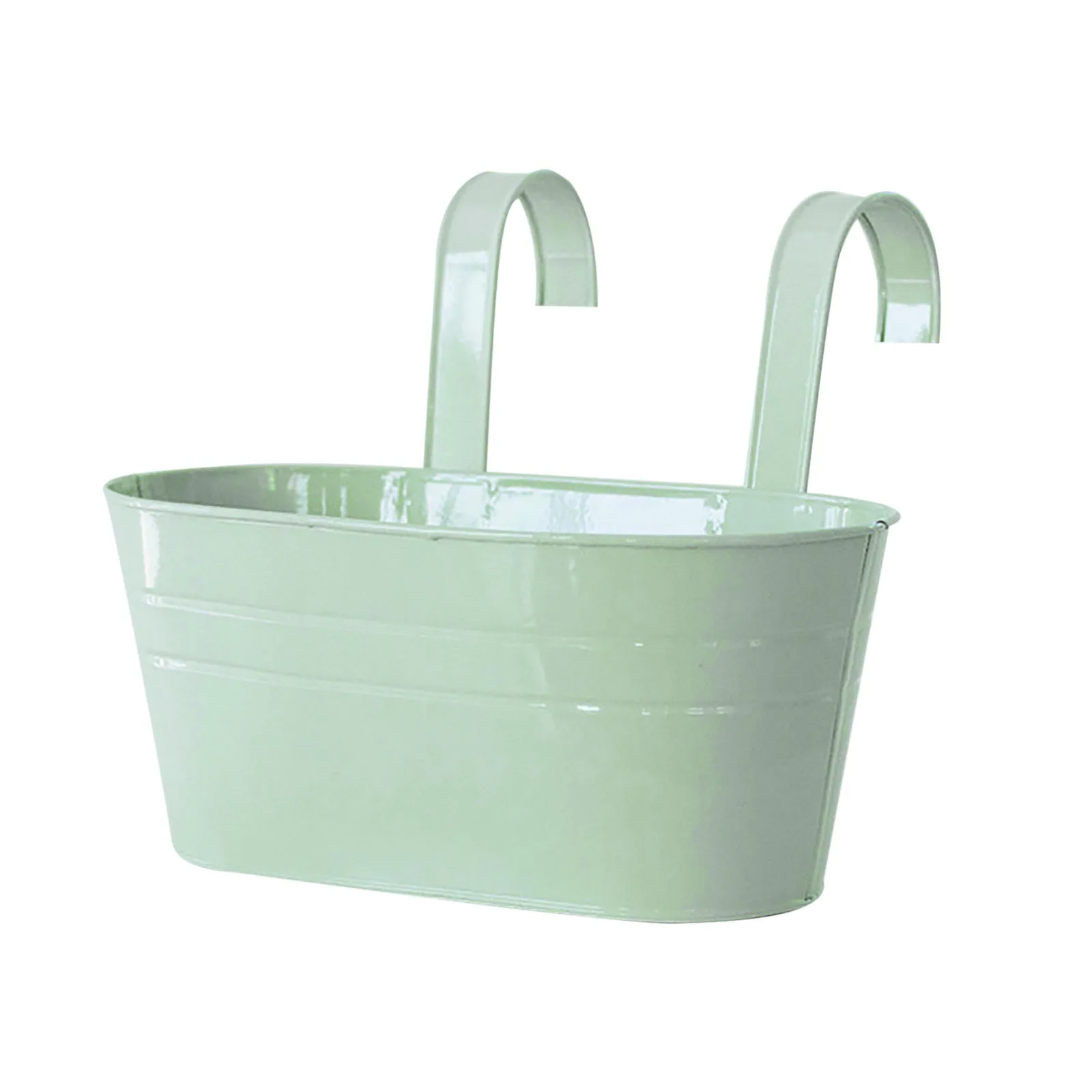 Removable double hooks removable tin hanging planter Home Oval Metal Plant Flower Pot Fence Balcony Garden Hanging Planter Pots