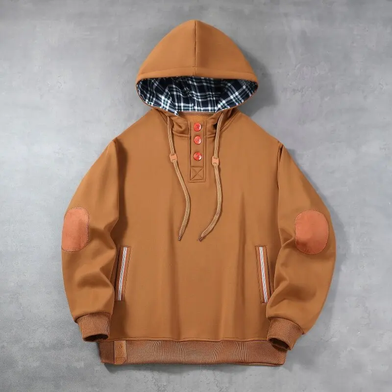 

Осенне-весенняя модная тенденция, чистый цвет, утолщенная теплая толстовка с капюшоном, мужская свободная спортивная одежда большого размера высокого качества, верхняя одежда