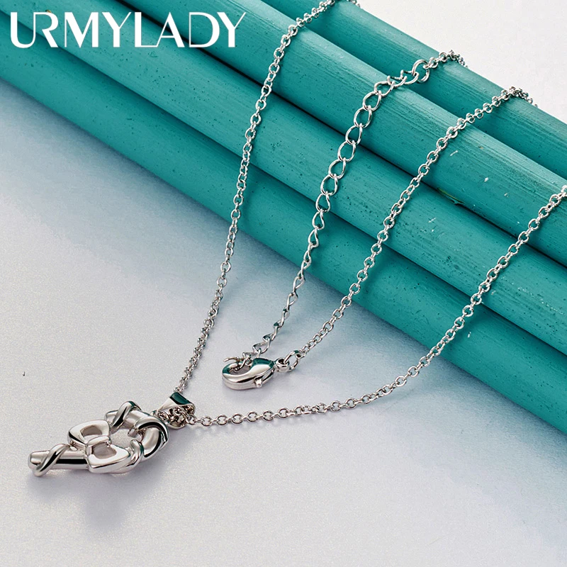 URMYLADY 925 Sterling Silver Gift Stick 16/18/20/22/24/26/28/30 Inch Pendant Necklace For Women Wedding Party Fashion Jewelry