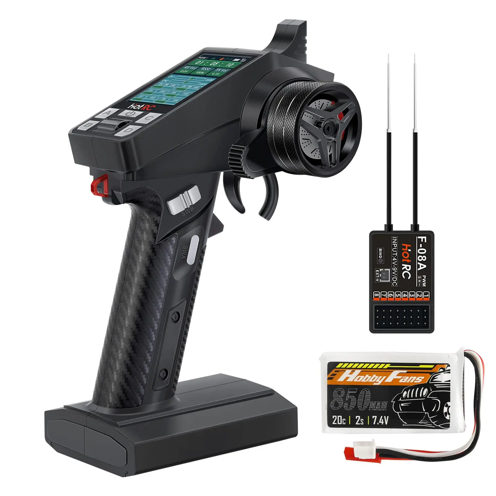 

6-Channel 2.4G RC Radio System with LCD Screen RC Transmitter with Receiver Anti-Jamming Remote Controller for RC Car Boat Tank
