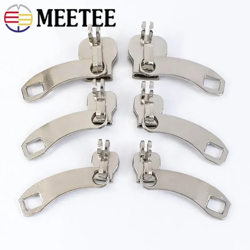 Meetee 2/5/10Pairs 5# 8# 10# Zipper Sliders for Nylon Zippers with Lock Hole Handbag Luggage Zip Head Sewing Puller Material