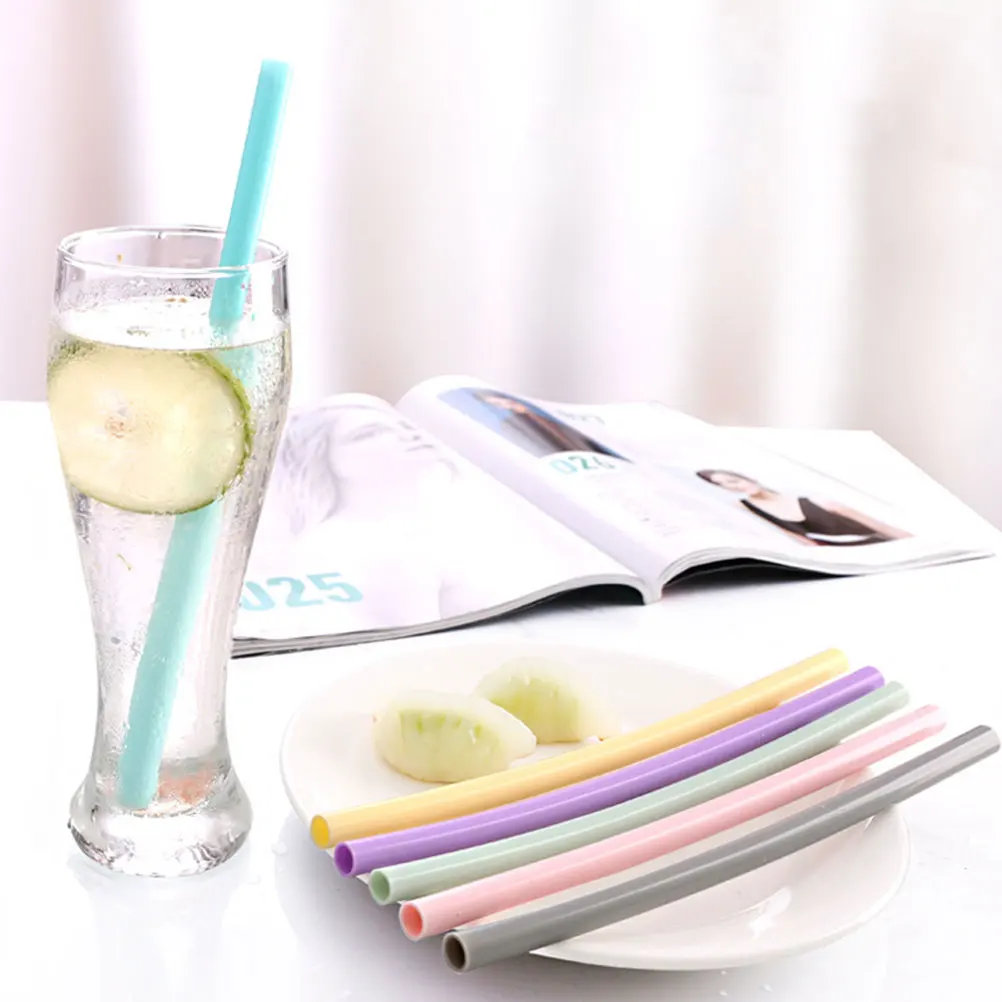 

Silicone Straws Stainless Steel Wear resistant Reusable for Juice Household Camping Straight Straw