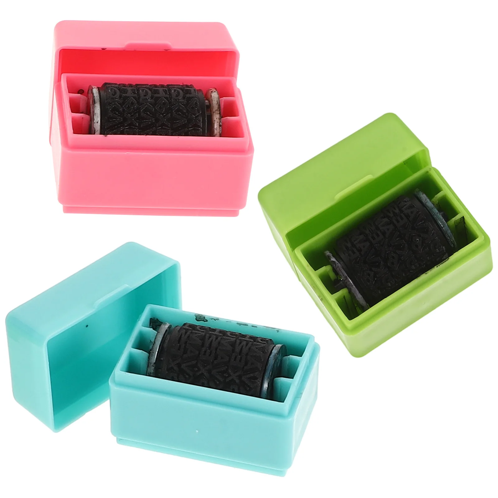 3 قطعة ختم دوار صغير التحبير الذاتي حماية الخصوصية رمز فوضوي الأمن للمستندات المكتبية المغلفات ورقة غير لامعة