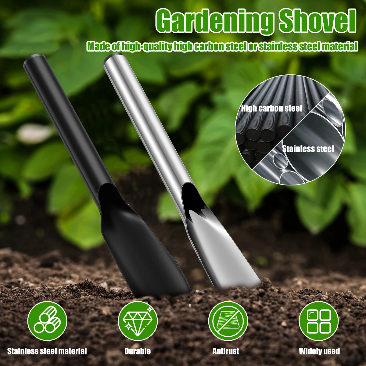 4Pcs Gardening Shovels Set Trowel Pointed and Flat Gardening Shovels Portable Gardening Soil Scoop Transplant Seedlings Shovel