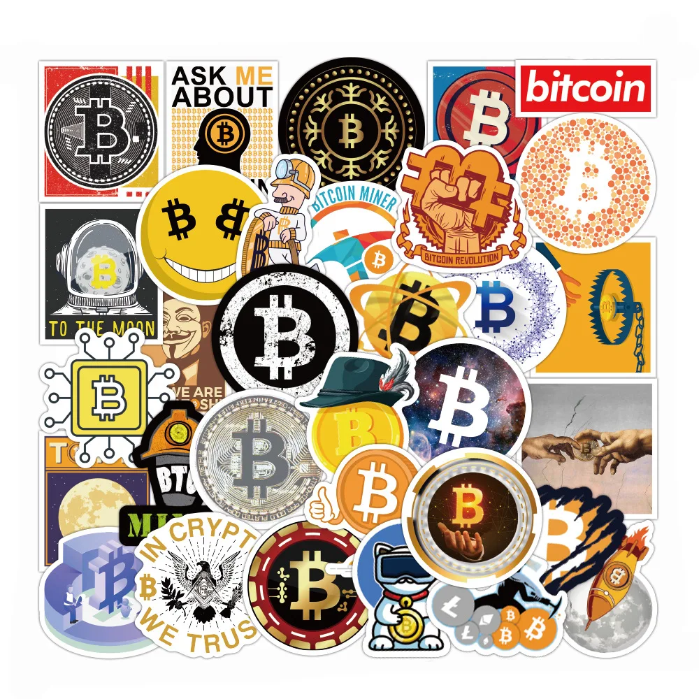 10/50PCS Bitcoin Stickers for Notebooks Stationery Laptop Libretas Motorcycle Scrapbook Supplies Car Waterproof Sticker Kscraft