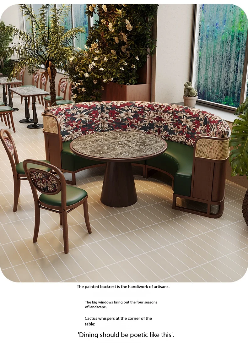 Solid Wood Modern Square Sofa Chairs Table-and-Chair Sets Artificial  Table Tops Commercial Use Wall-Mounted Restaurants