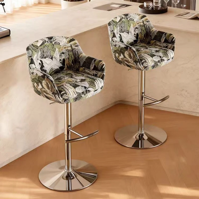 

Italian minimalist bar chair Family restaurant Island chair Bar Reception Lifting stainless steel high chair