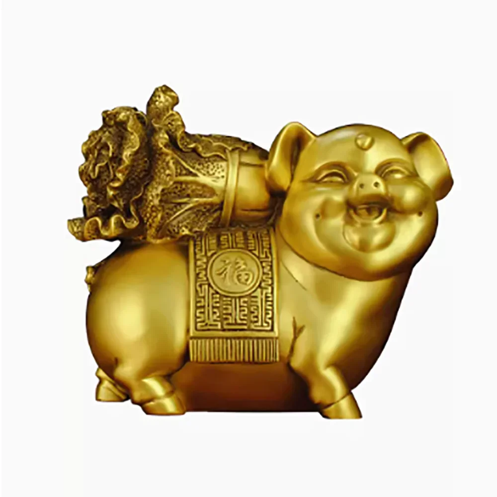 Pure copper, golden pig, back cabbage, lucky pig, northwest horn filling, zodiac pig, car decoration ornament