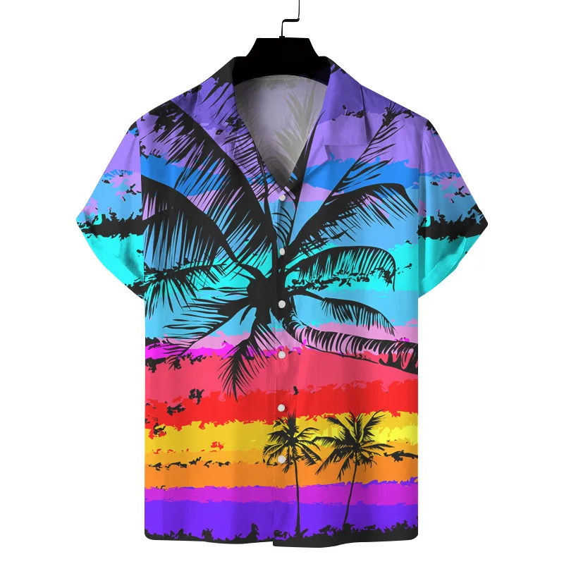 Men\'s Beach Style New Short Sleeve Shirt Summer Leisure Sports Lightweight And Breathable Hawaiian Style Short Sleeve Shirt