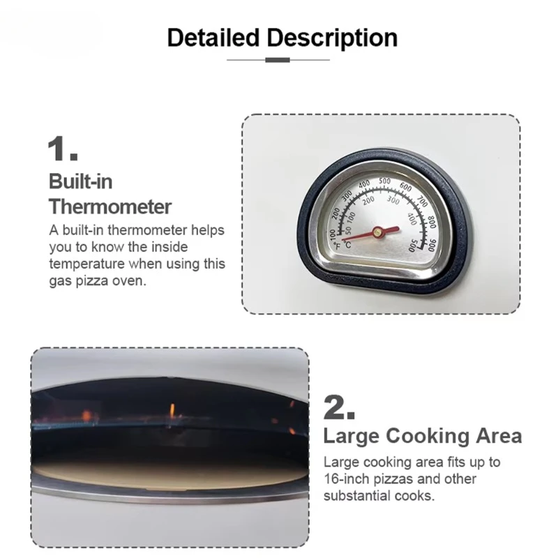 Gas pizza oven built-in 16-inch desktop gas portable