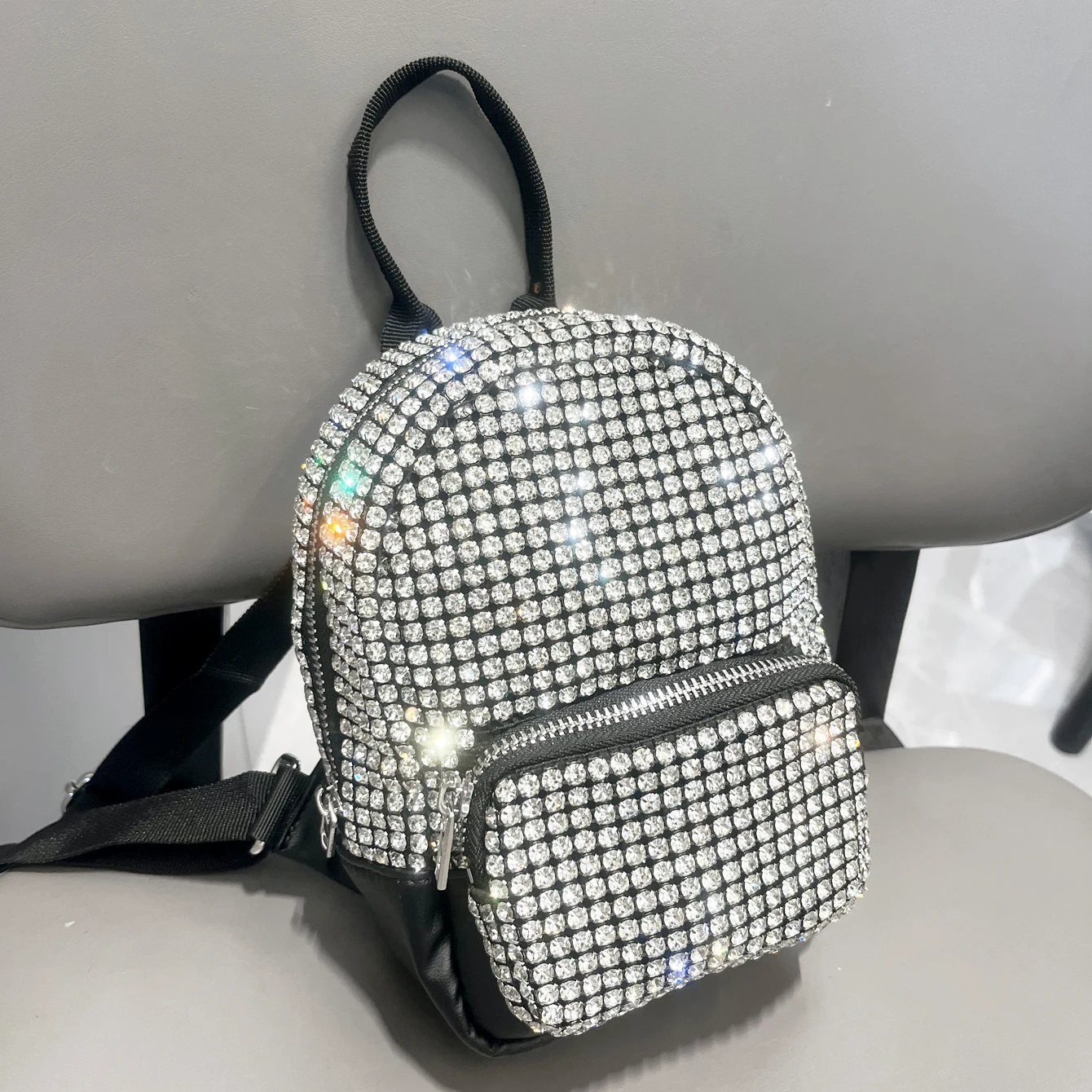 Shiny Crystal Backpack rhinestone Handmade purses and handbags luxury Designer Backpacks Bag Purse