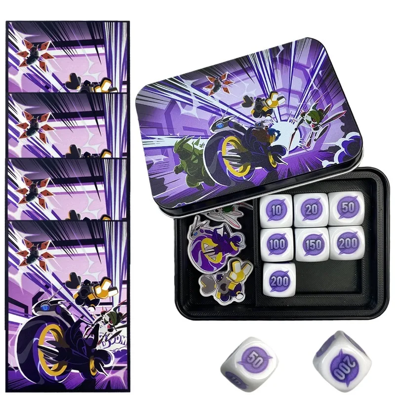 

Набор для настольной игры 66x92 мм PTCG Paradox Miraidon Iron Valiant: держатель для карт, счетчик Paradox Rift, игральные кости, железная коробка в необычном состоянии