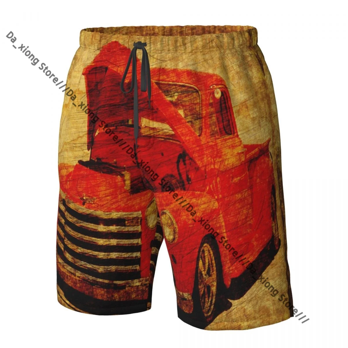 Man Swimwear Vintage Red Car Swim Shorts Trunks Beach Board Shorts Swimming Swimsuits