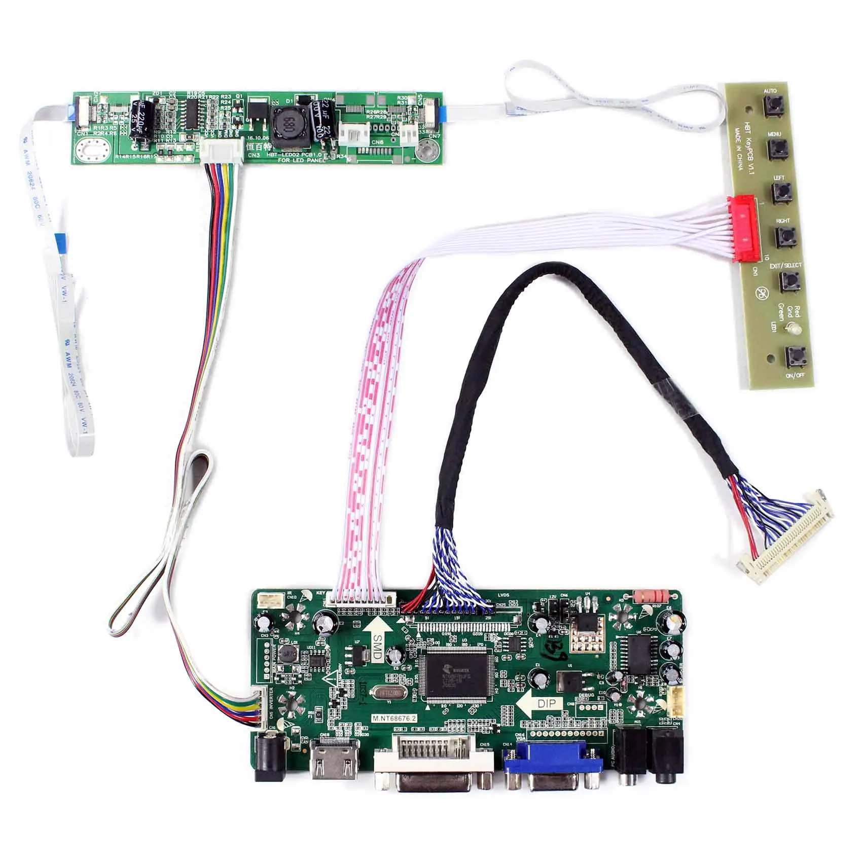 

1920x1080 Resolution LCD Controller HD MI DVI VGA AUDIO LCD Controller Board M.NT68676 MT215DW01 V1 Inverter Board