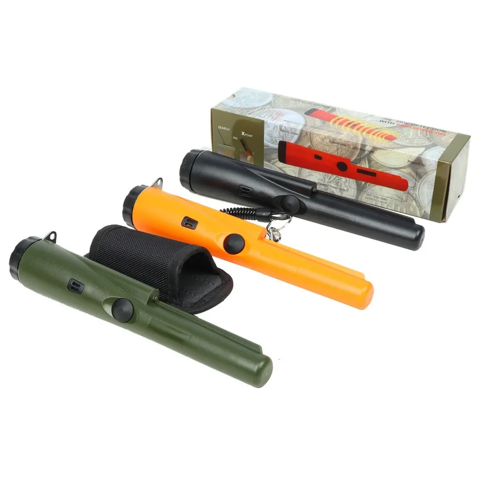 Handheld metal detector orange green black blue apple green