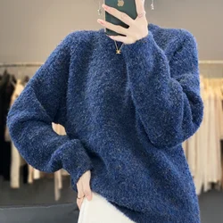 2024 Autumn and winter Cashmere Cardigan sweater Women O-Neck pullover Thick Cashmere Cardigan knitted soft warm Women