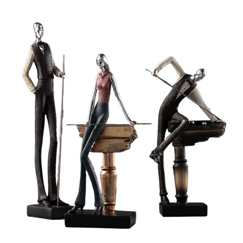 Male and Female Snooker Sports Figure Decorations, Resin Statues, Home Decor Accessories, Bars and Offices